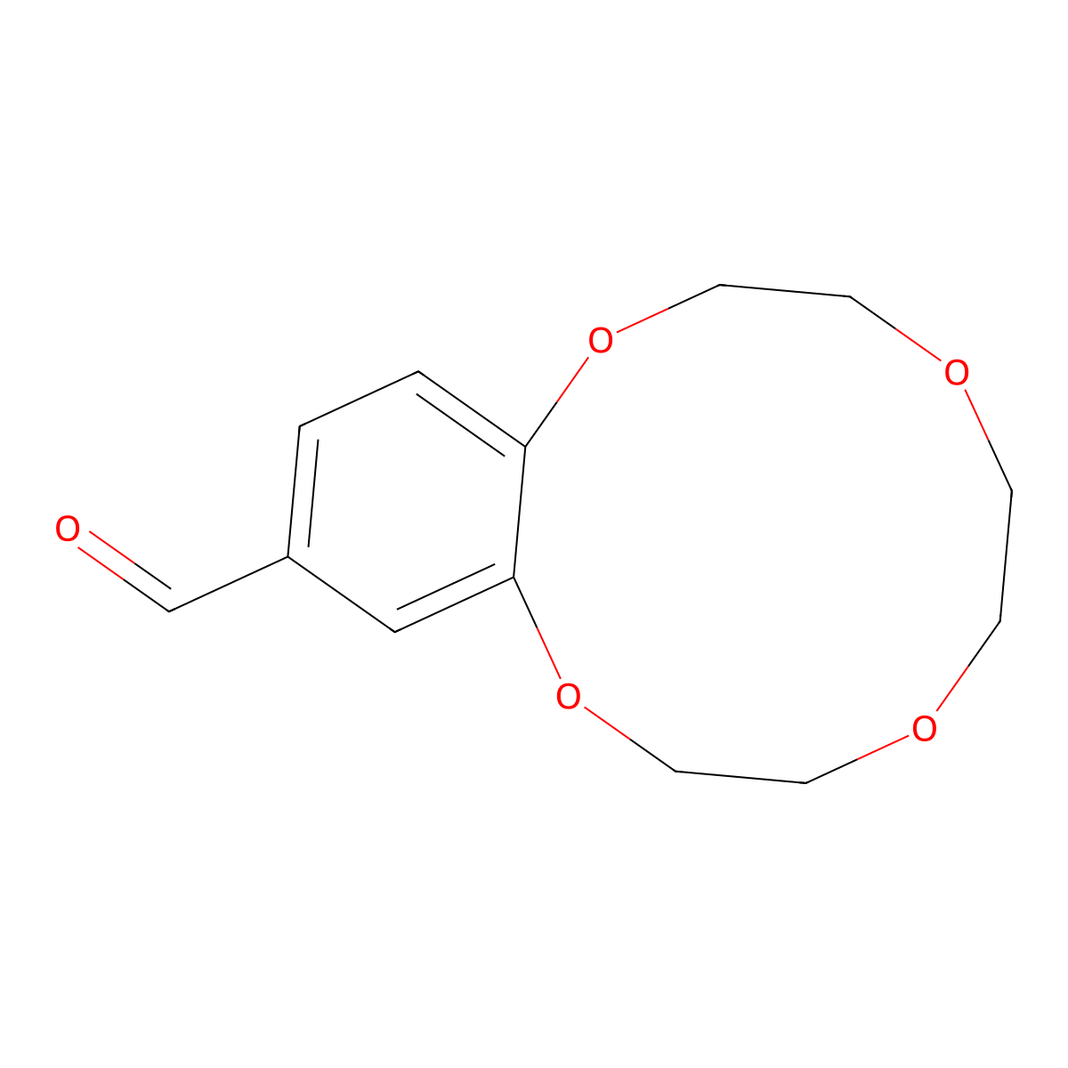 2,3,5,6,8,9-Hexahydro-1,4,7,10-benzotetraoxacyclododecine-12-carbaldehyde molecular structure, CAS 84993-16-8