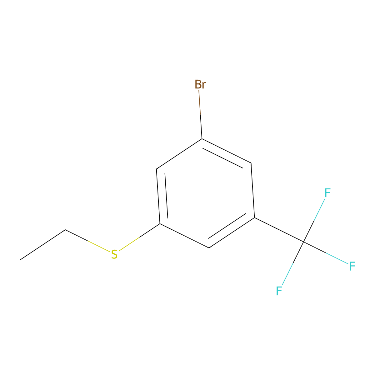 (3-Bromo-5-(trifluoromethyl)phenyl)(ethyl)sulfane molecular structure, CAS 849934-81-2
