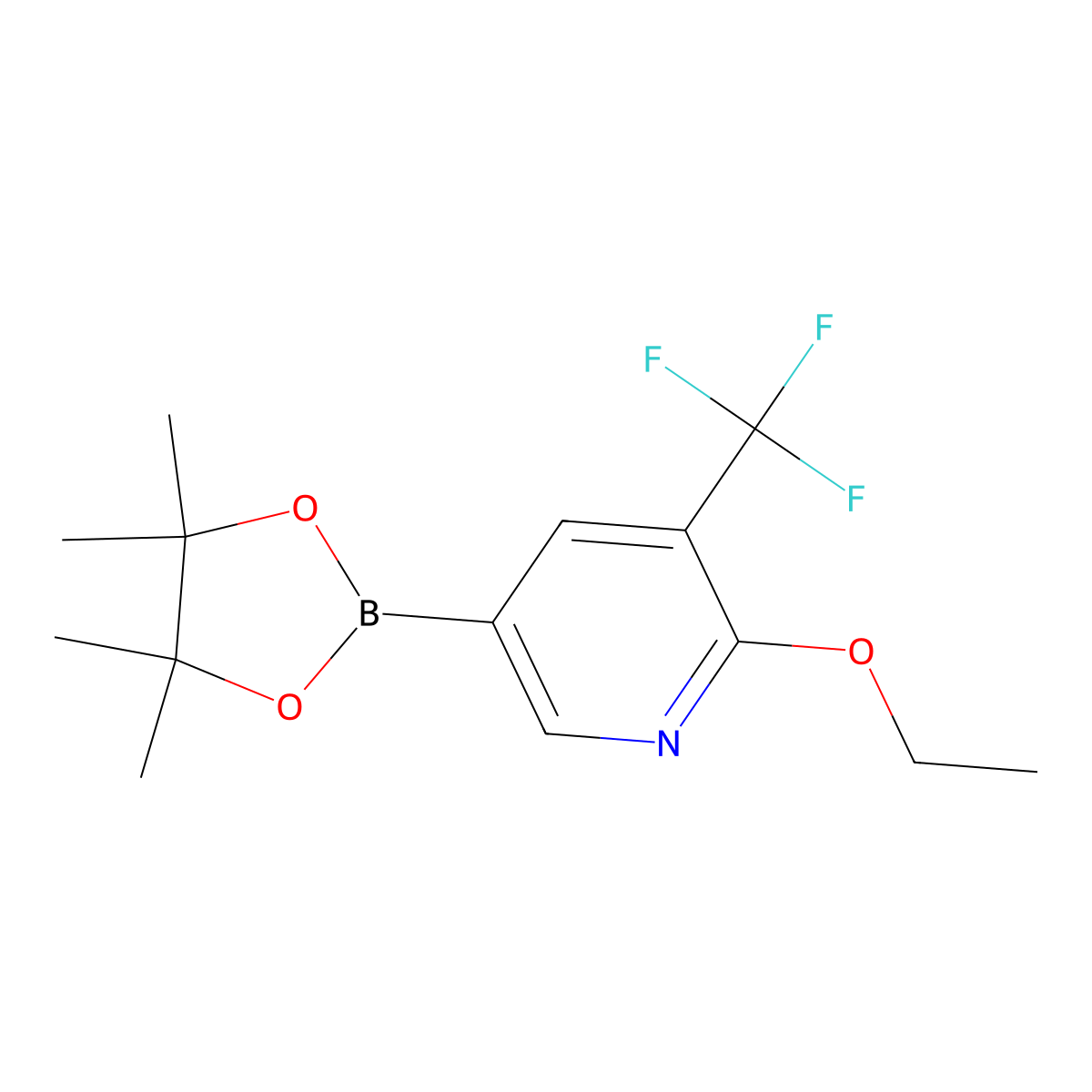 2-Ethoxy-5-(4,4,5,5-tetramethyl-1,3,2-dioxaborolan-2-yl)-3-(trifluoromethyl)pyridine molecular structure, CAS 849934-84-5