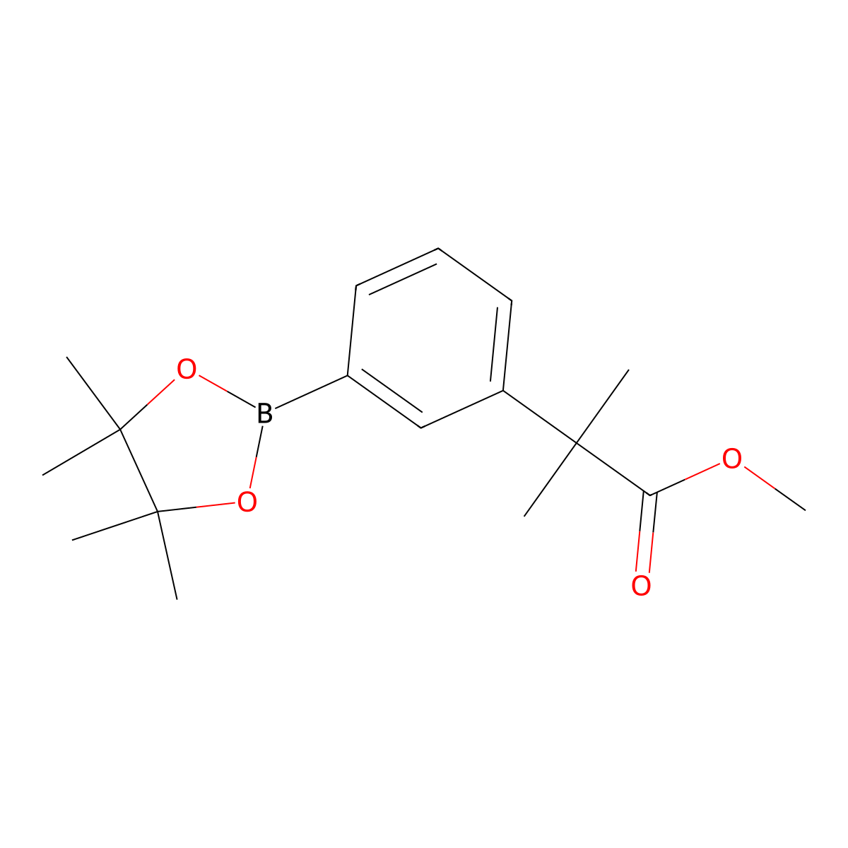 Methyl 2-methyl-2-(3-(4,4,5,5-tetramethyl-1,3,2-dioxaborolan-2-yl)phenyl)propanoate molecular structure, CAS 849934-93-6