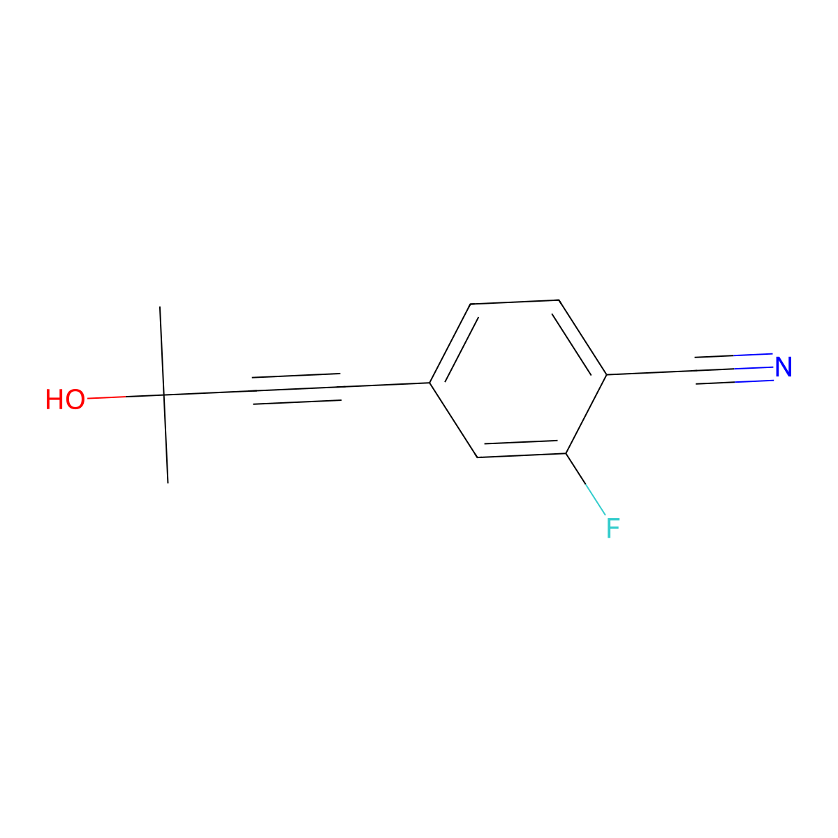 2-Fluoro-4-(3-hydroxy-3-methyl-but-1-ynyl)-benzonitrile molecular structure, CAS 849934-96-9