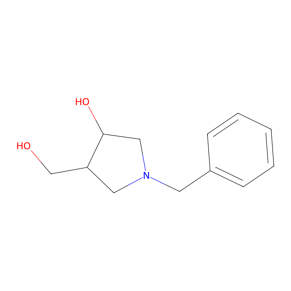 1-Benzyl-3-hydroxymethyl-4-hydroxypyrrolidine molecular structure, CAS 849935-80-4