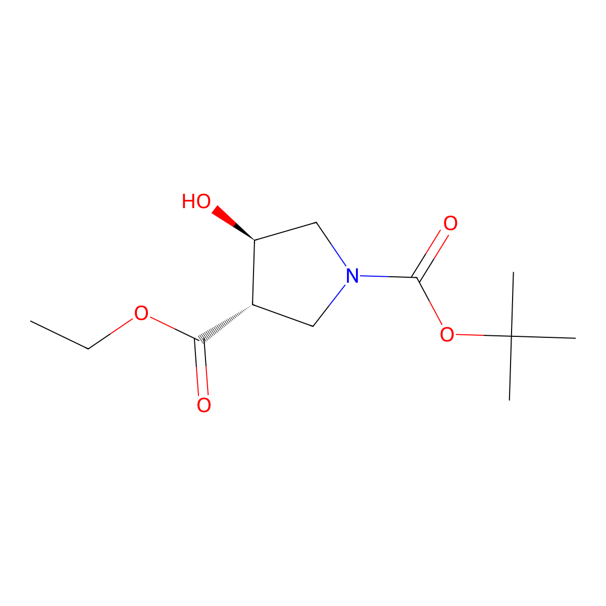 (3S,4R)-1-tert-butyl 3-ethyl 4-hydroxypyrrolidine-1,3-dicarboxylate molecular structure, CAS 849935-85-9