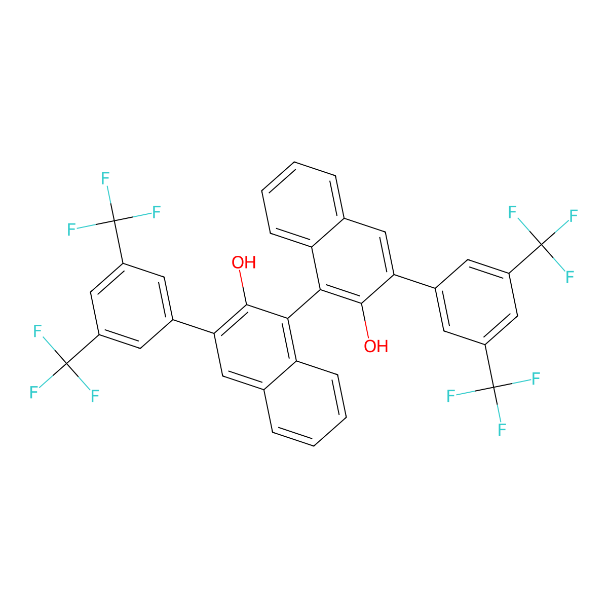 (S)-3,3'-Bis(3,5-bis(trifluoromethyl)phenyl)-[1,1'-binaphthalene]-2,2'-diol molecular structure, CAS 849939-13-5
