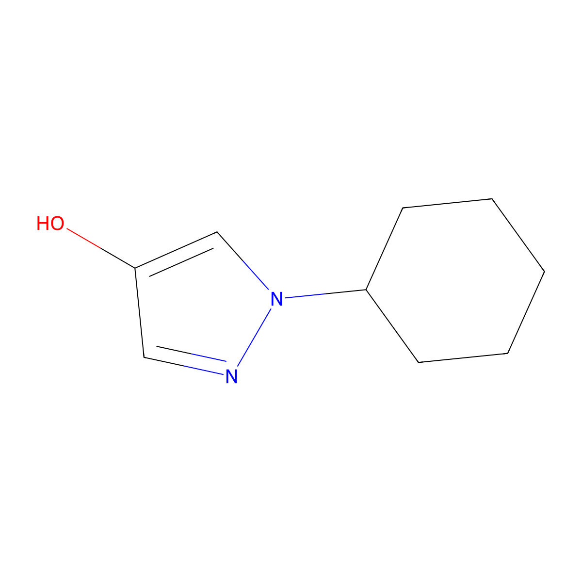 1-cyclohexyl-1H-pyrazol-4-ol molecular structure, CAS 84996-35-0