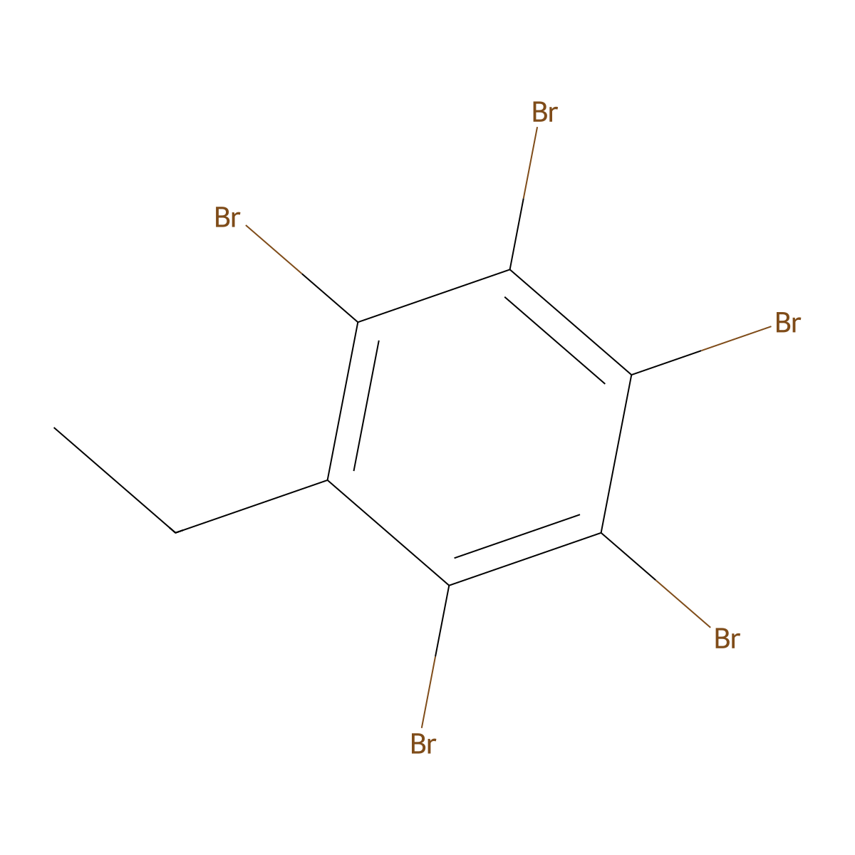 Pentabromoethylbenzene molecular structure, CAS 85-22-3