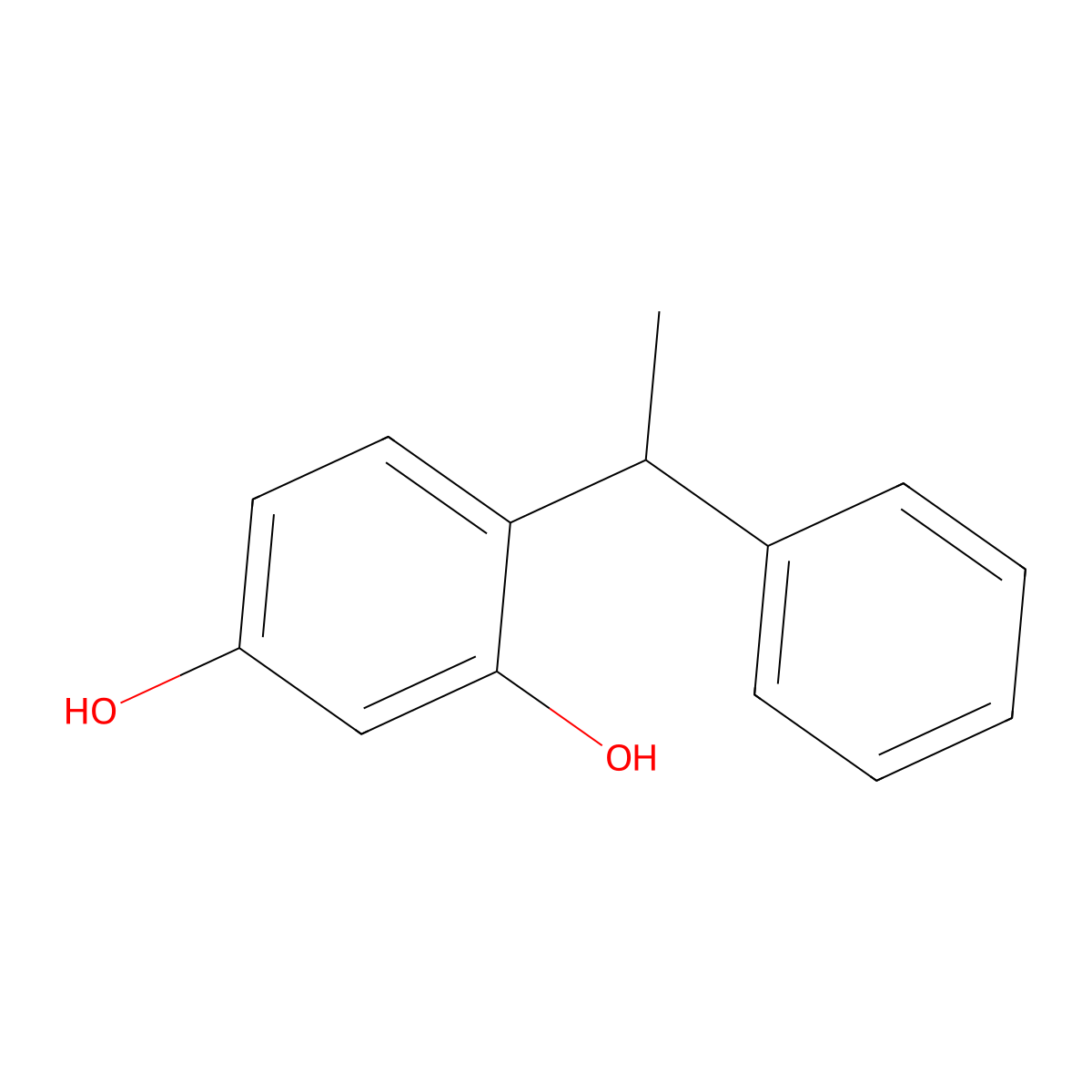 4-(1-Phenylethyl)-1,3-benzenediol molecular structure, CAS 85-27-8