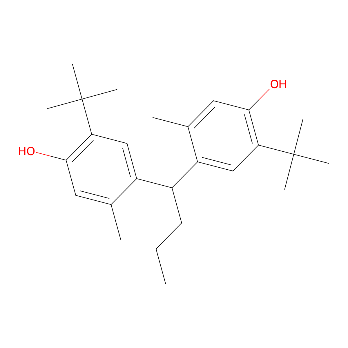 4,4'-Butylidenebis(3-methyl-6-tert-butylphenol) molecular structure, CAS 85-60-9