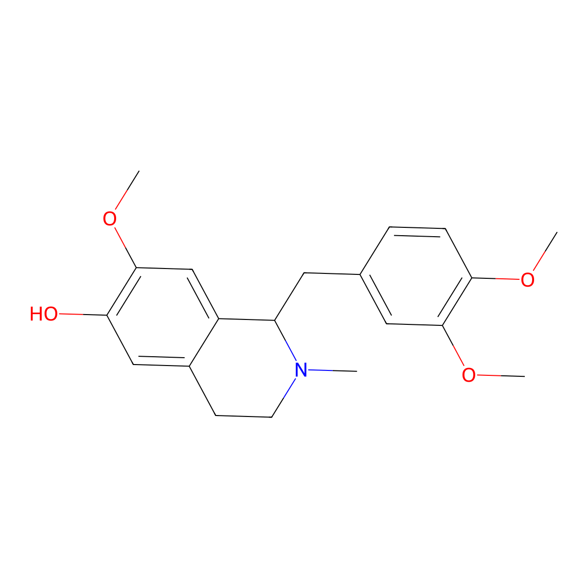 1-(3,4-Dimethoxybenzyl)-7-methoxy-2-methyl-1,2,3,4-tetrahydroisoquinolin-6-ol molecular structure, CAS 85-65-4