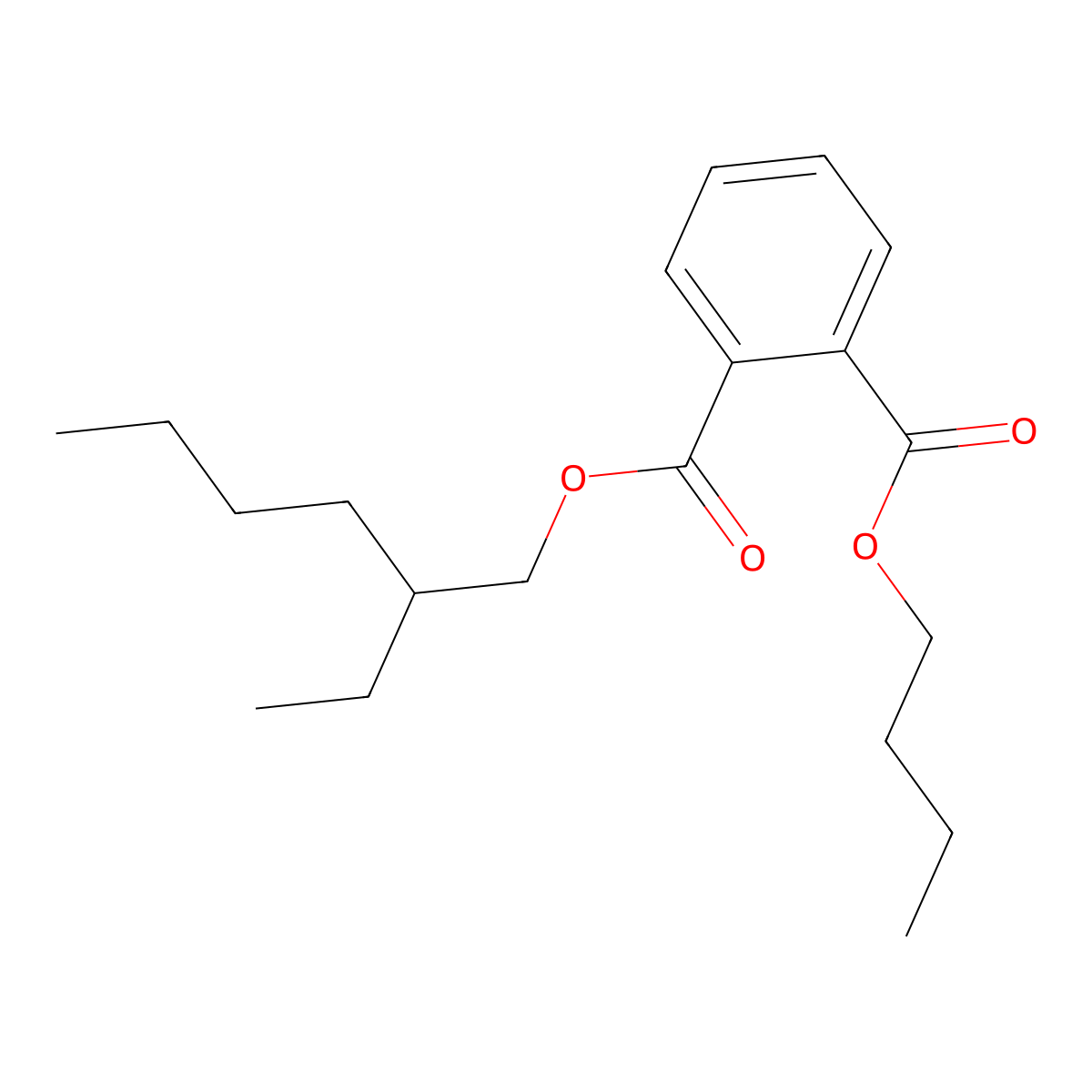 2-Ethylhexyl butyl phthalate molecular structure, CAS 85-69-8