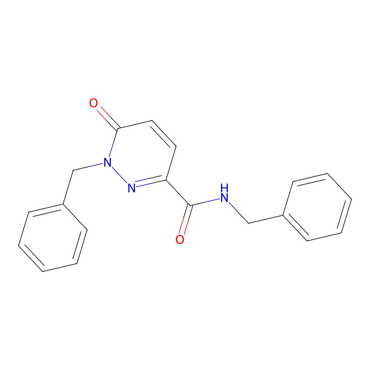 N,1-dibenzyl-6-oxo-1,6-dihydropyridazine-3-carboxamide molecular structure, CAS 850018-03-0