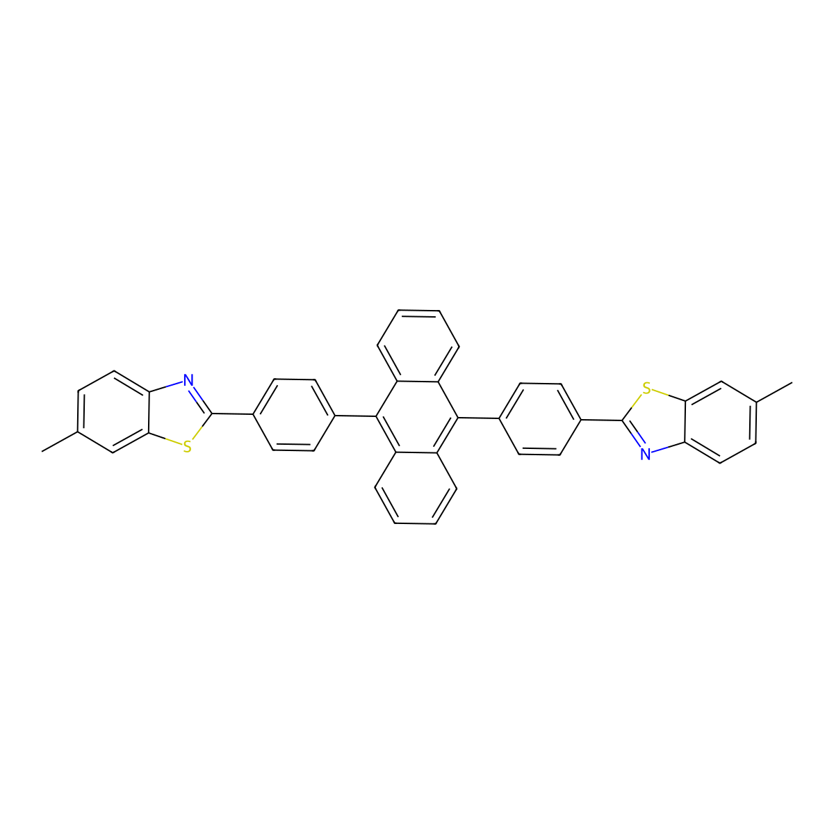 9,10-Bis[4-(6-methylbenzothiazole-2-yl)phenyl]anthracene molecular structure, CAS 850018-19-8
