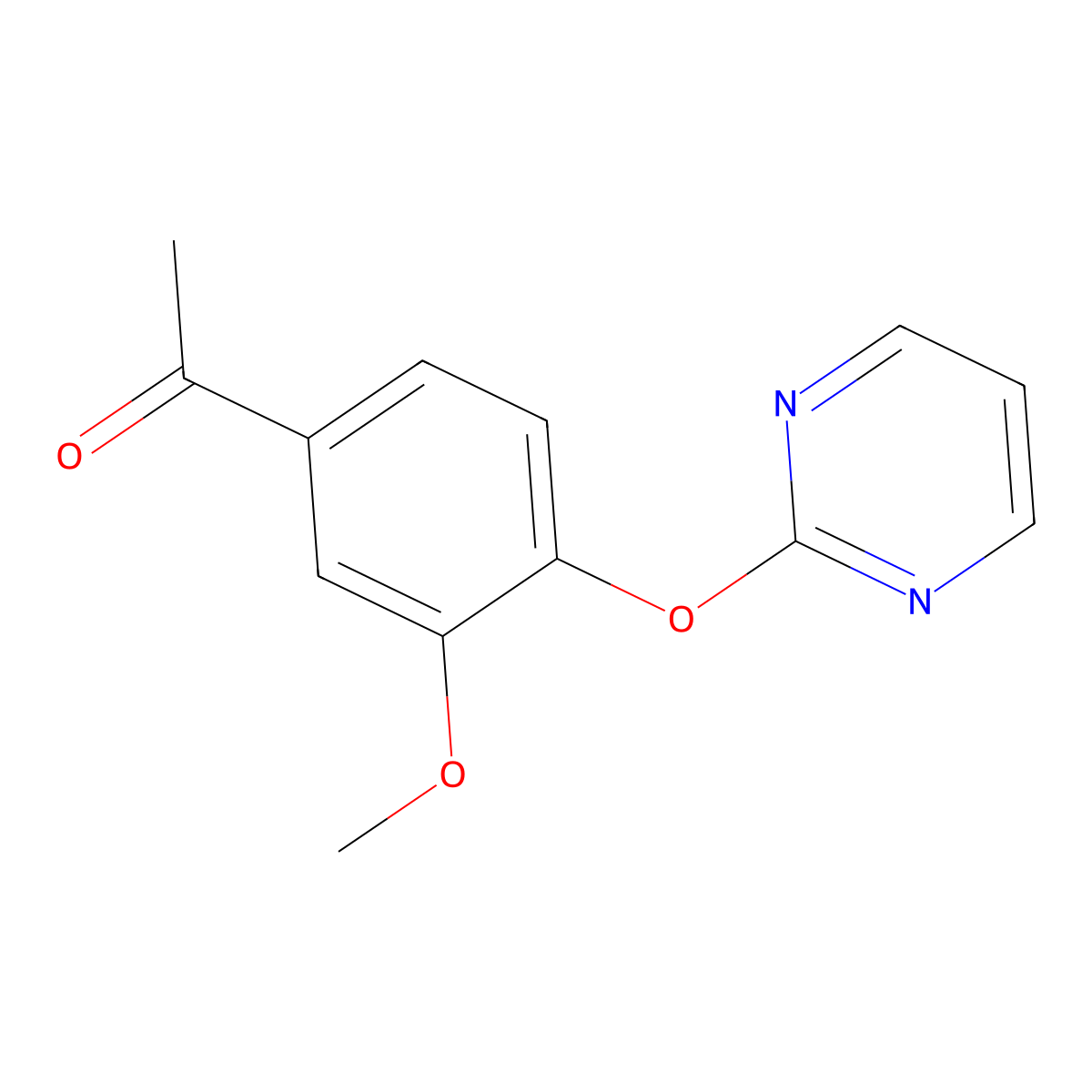 1-[3-Methoxy-4-(2-pyrimidinyloxy)phenyl]-1-ethanone molecular structure, CAS 850019-73-7