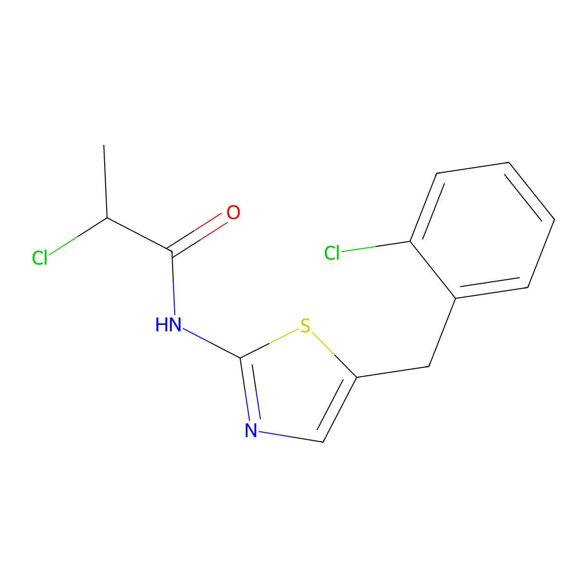 2-chloro-N-[5-(2-chlorobenzyl)-1,3-thiazol-2-yl]propanamide molecular structure, CAS 850020-85-8
