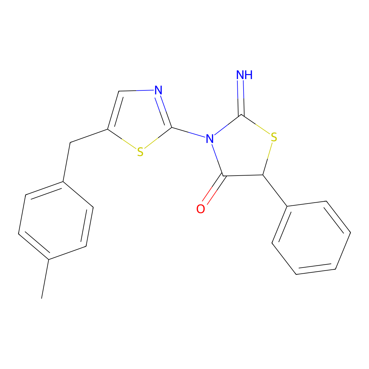 2-Imino-3-[5-(4-methylbenzyl)-1,3-thiazol-2-yl]-5-phenyl-1,3-thiazolidin-4-one molecular structure, CAS 850020-86-9