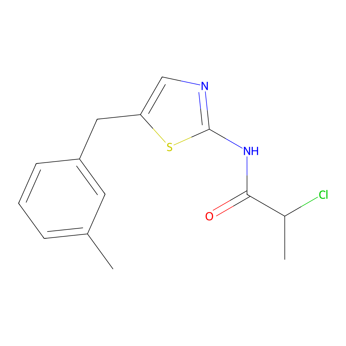 2-chloro-N-[5-(3-methylbenzyl)-1,3-thiazol-2-yl]propanamide molecular structure, CAS 850020-87-0