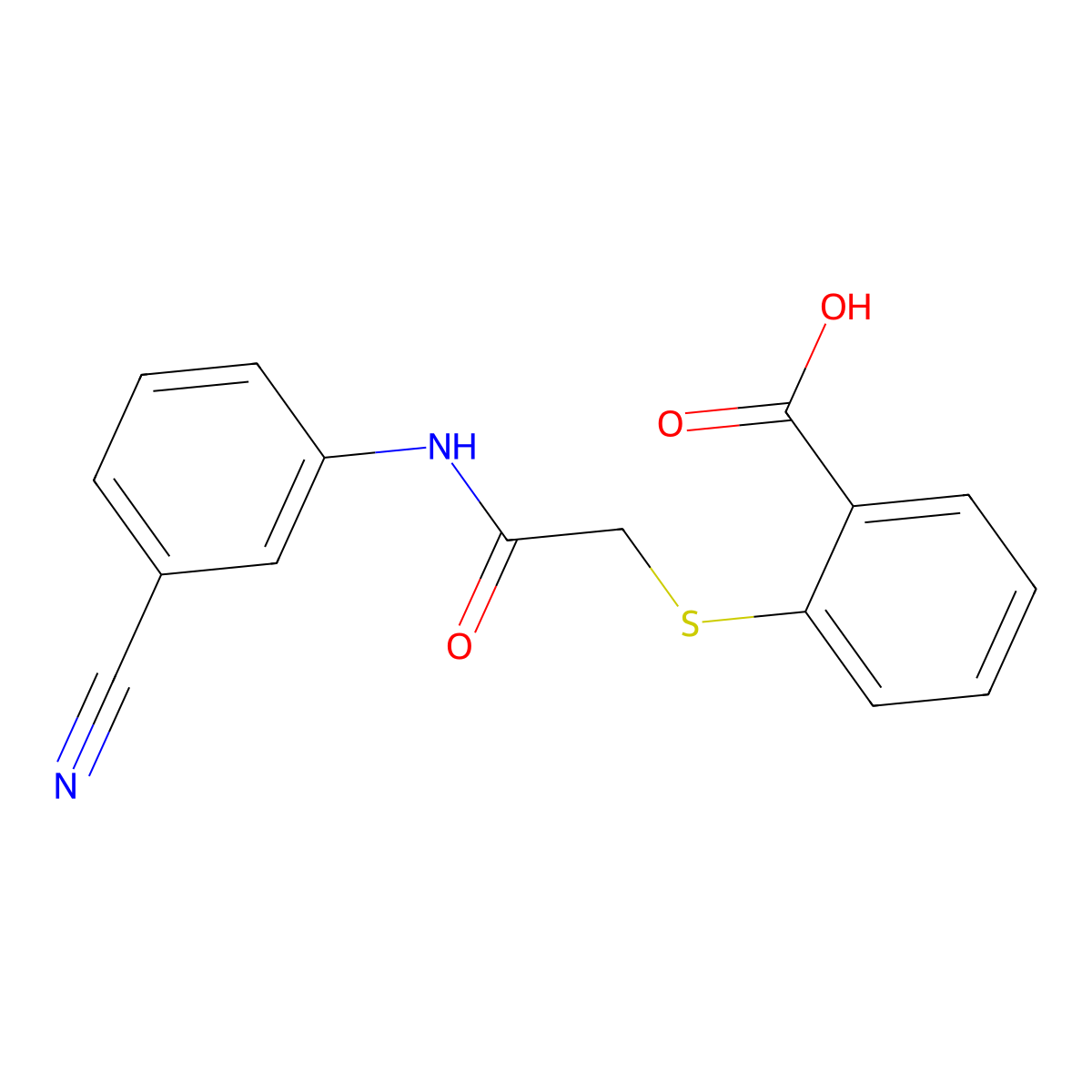 2-({[(3-Cyanophenyl)carbamoyl]methyl}sulfanyl)benzoic acid molecular structure, CAS 850020-92-7