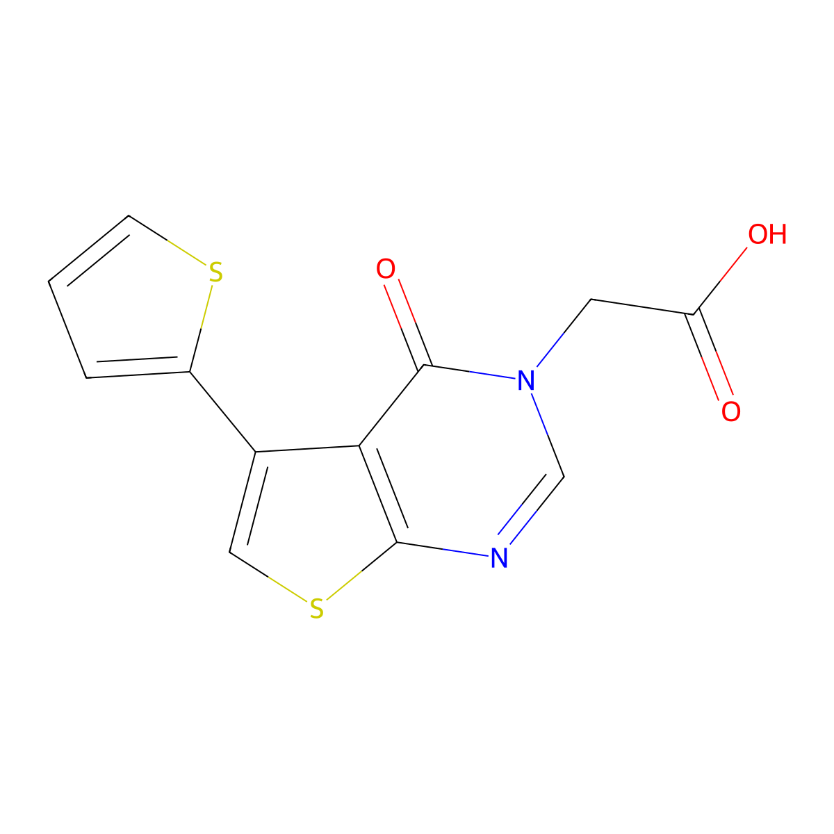 (4-oxo-5-thien-2-ylthieno[2,3-d]pyrimidin-3(4H)-yl)acetic acid molecular structure, CAS 850021-26-0