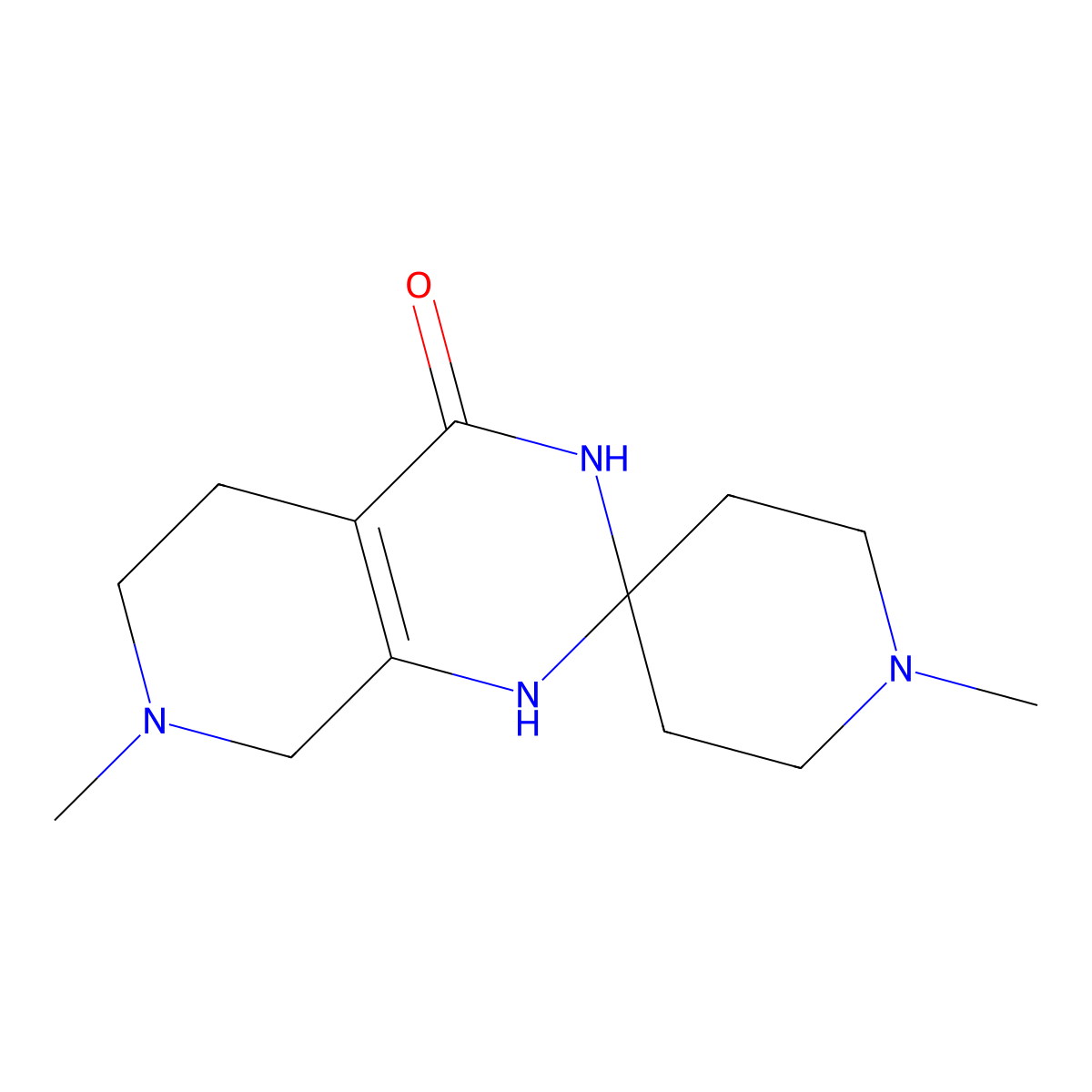 1,7'-dimethyl-3',4',5',6',7',8'-hexahydro-1'H-spiro[piperidine-4,2'-pyrido[3,4-d]pyrimidine]-4'-one molecular structure, CAS 850021-30-6