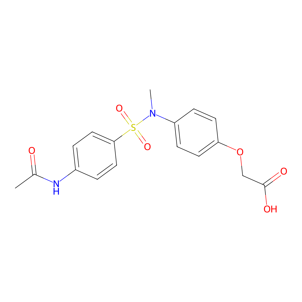 2-[4-(N-methyl4-acetamidobenzenesulfonamido)phenoxy]acetic acid molecular structure, CAS 850021-32-8