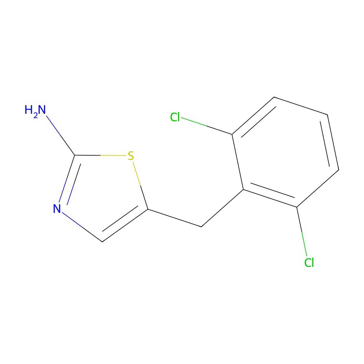 5-((2,6-Dichlorophenyl)methyl)-1,3-thiazol-2-amine molecular structure, CAS 850021-38-4