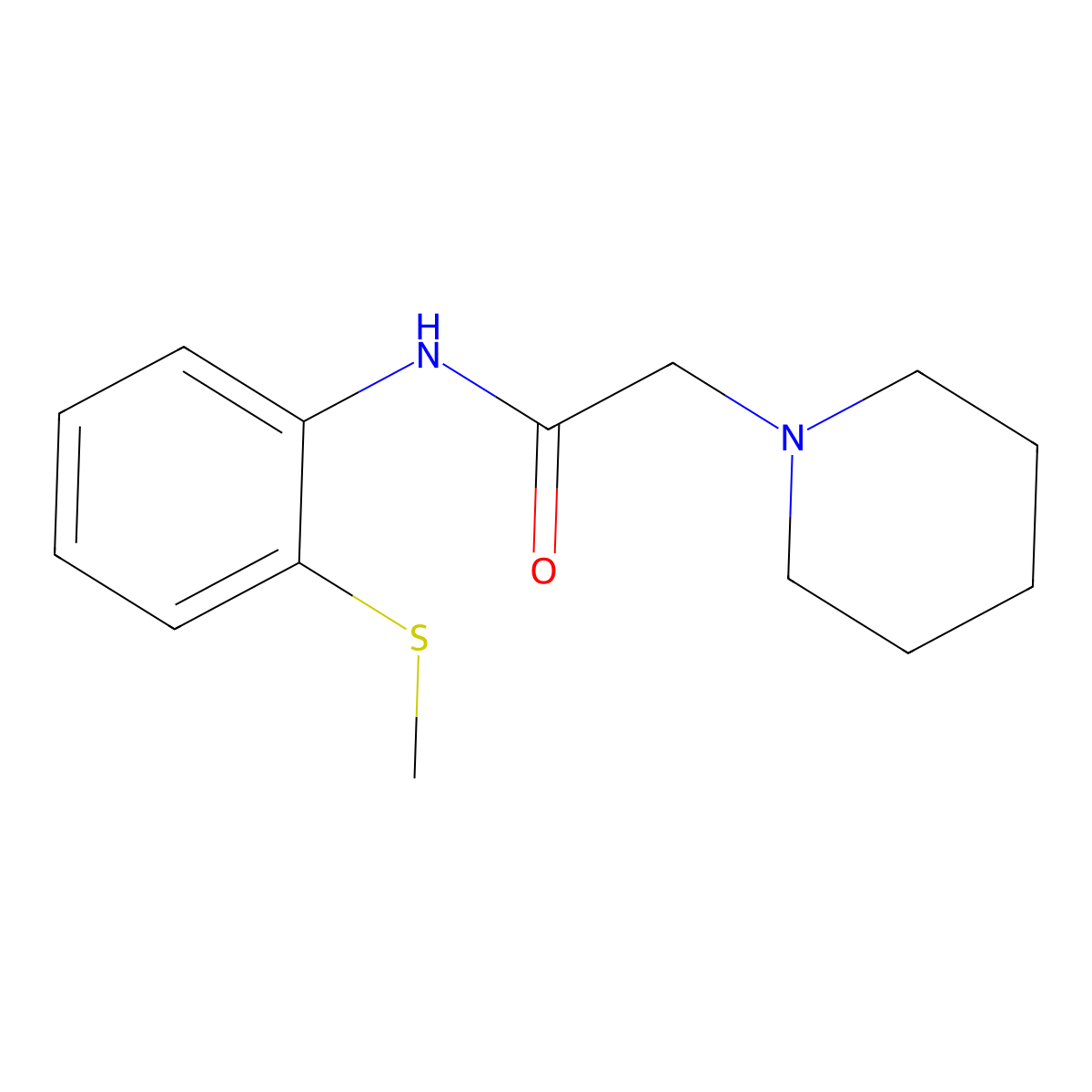 N-(2-methylsulfanylphenyl)-2-piperidin-1-ylacetamide molecular structure, CAS 850024-93-0