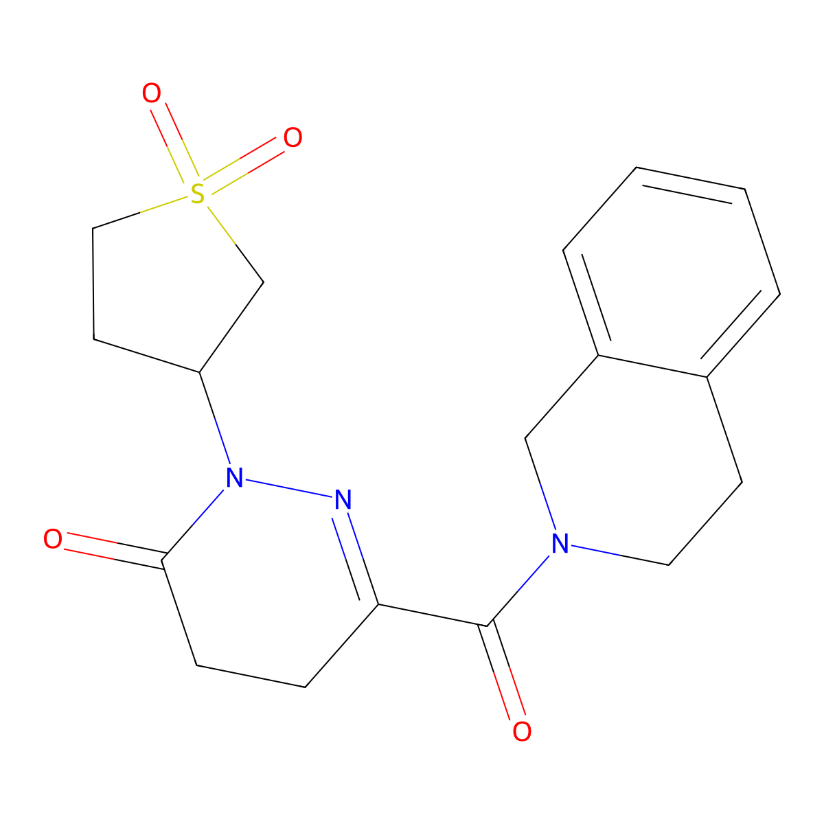 6-(3,4-dihydroisoquinolin-2(1H)-ylcarbonyl)-2-(1,1-dioxidotetrahydrothiophen-3-yl)-4,5-dihydropyridazin-3(2H)-one molecular structure, CAS 850025-30-8