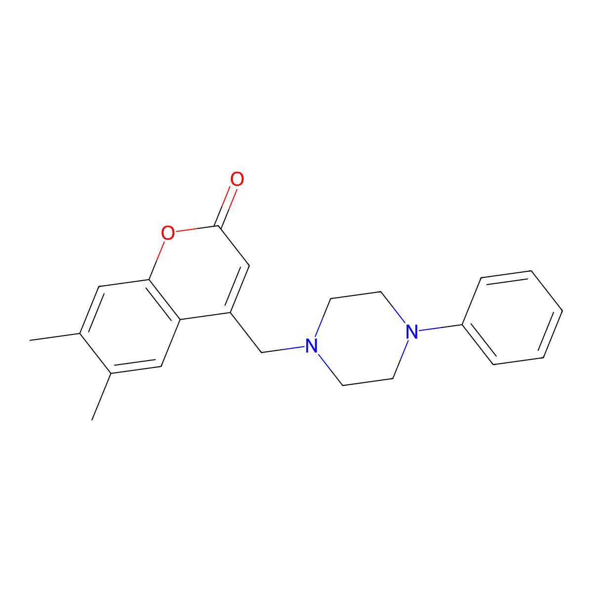 6,7-Dimethyl-4-[(4-phenylpiperazin-1-yl)methyl]chromen-2-one molecular structure, CAS 850030-35-2