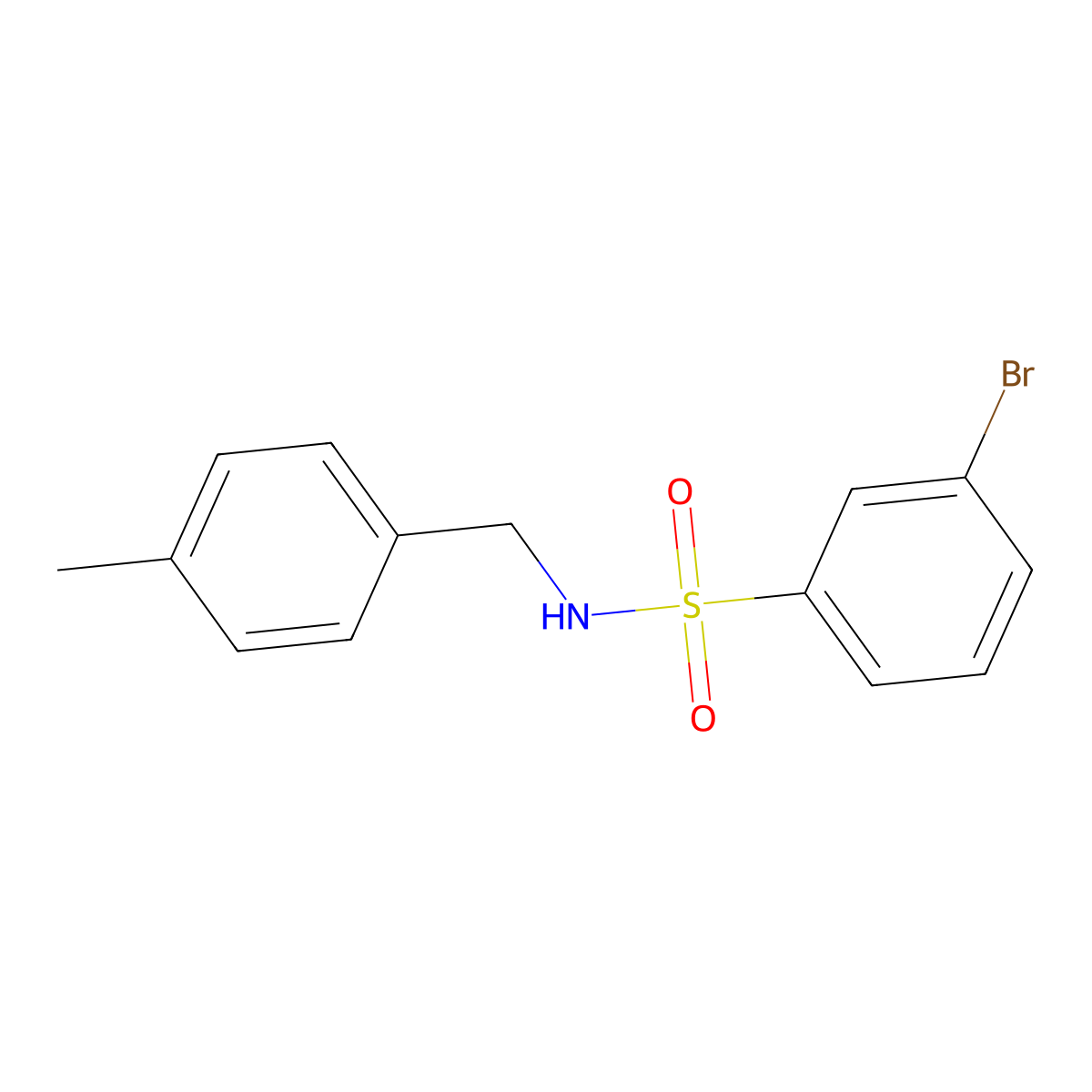 3-bromo-N-[(4-methylphenyl)methyl]benzenesulfonamide molecular structure, CAS 850031-34-4