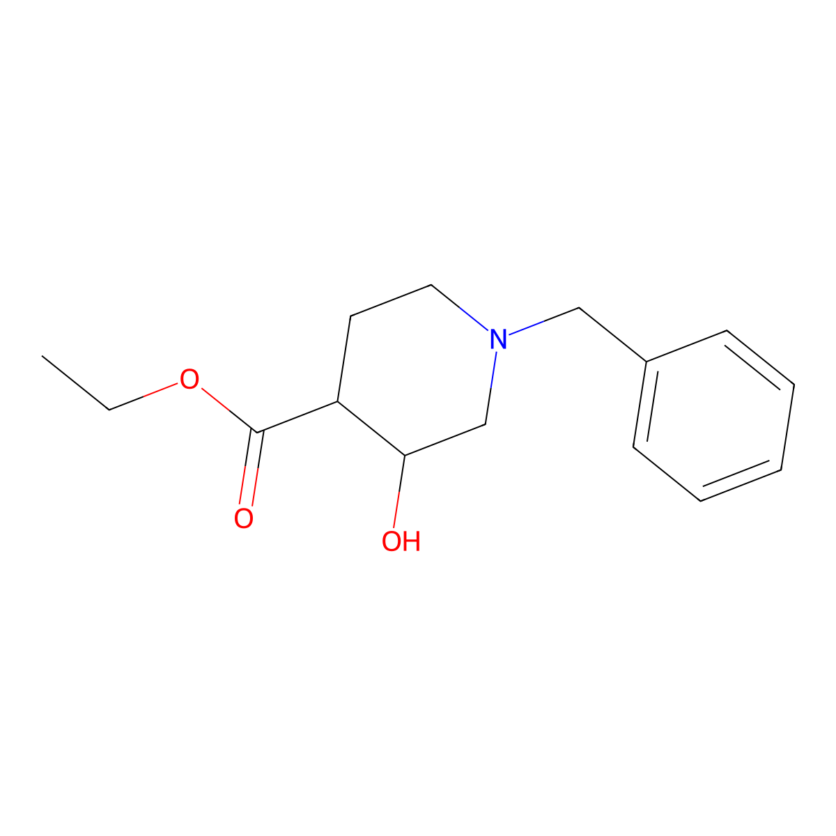 Ethyl 1-benzyl-3-hydroxypiperidine-4-carboxylate molecular structure, CAS 850040-08-3