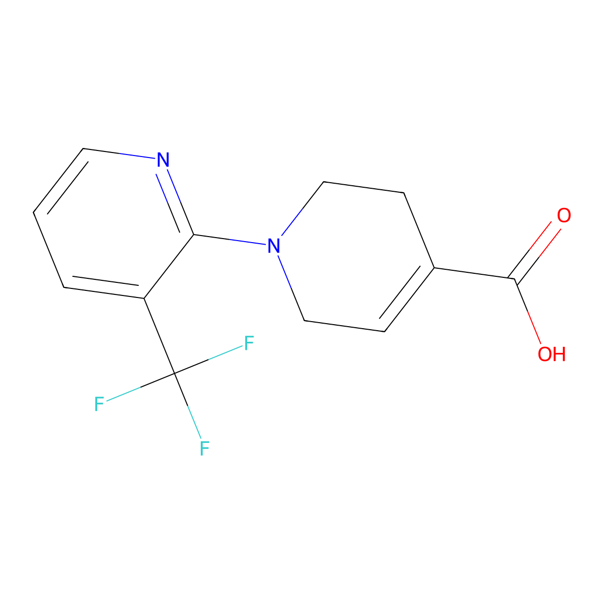 3'-(trifluoromethyl)-3,6-dihydro-2H-[1,2'-bipyridine]-4-carboxylic acid molecular structure, CAS 850040-11-8