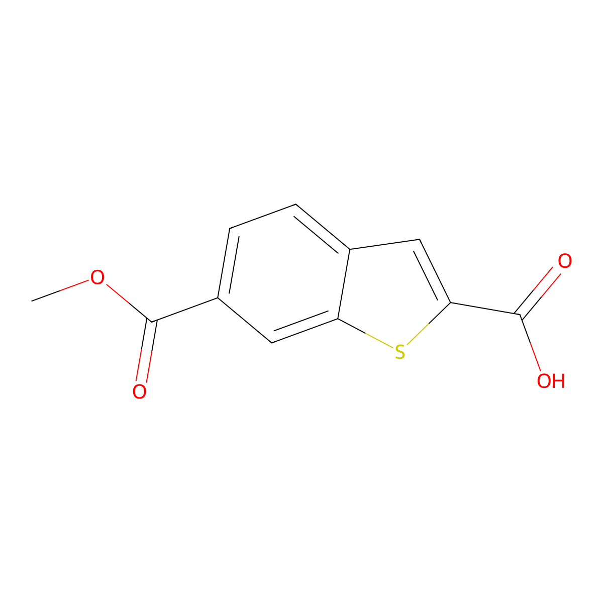 6-(Methoxycarbonyl)benzo[b]thiophene-2-carboxylic acid molecular structure, CAS 850073-72-2