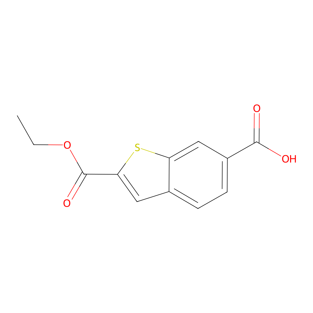 Benzo[B]thiophene-2,6-dicarboxylic acid 2-ethyl ester molecular structure, CAS 850074-43-0