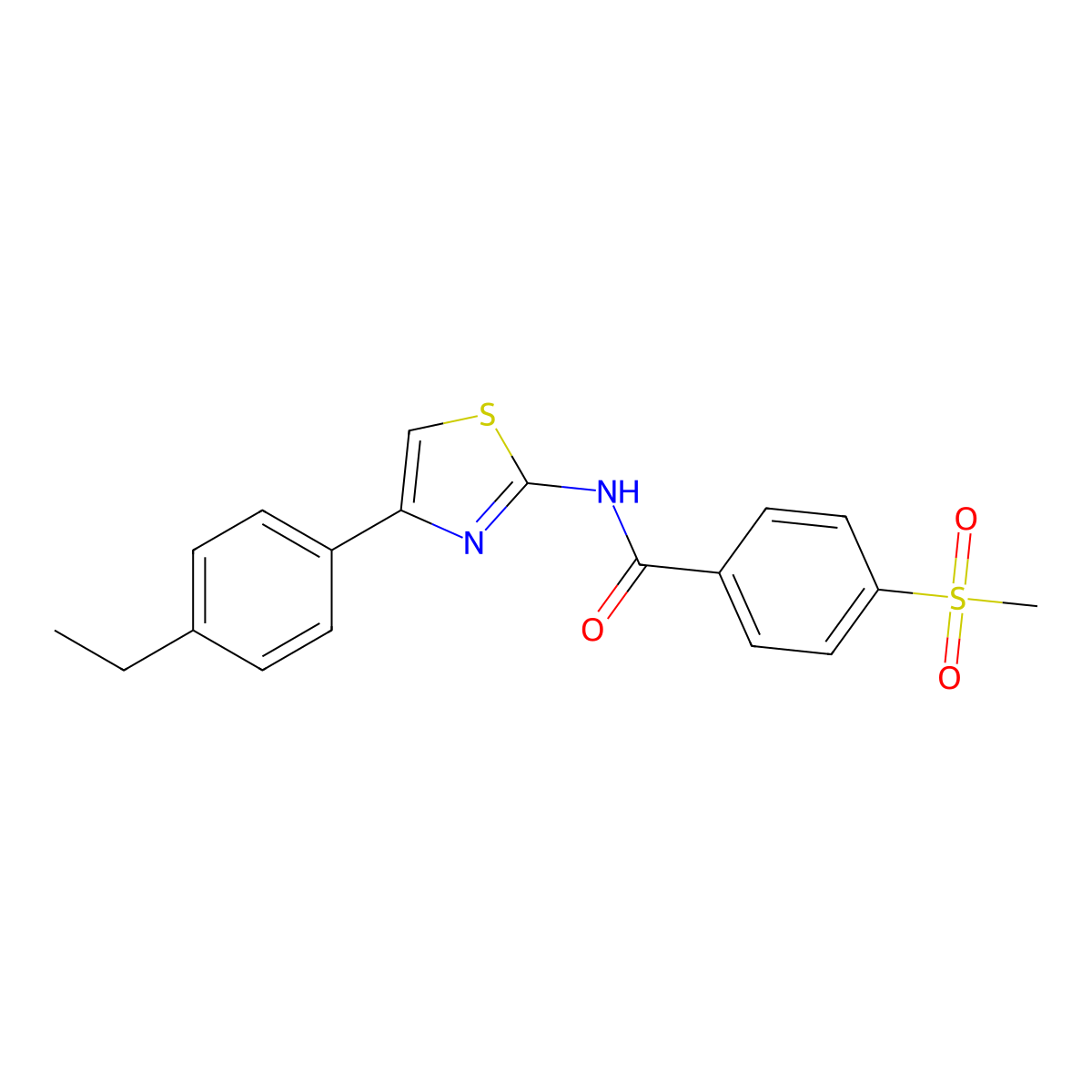 N-(4-(4-ethylphenyl)thiazol-2-yl)-4-(methylsulfonyl)benzamide molecular structure, CAS 850084-87-6
