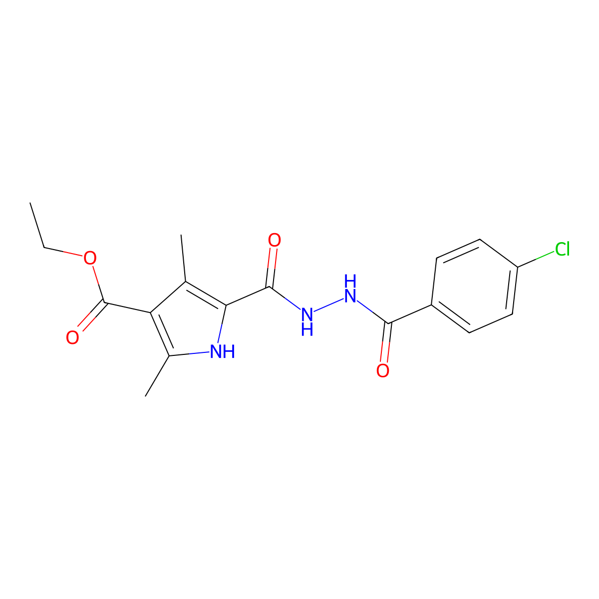 ethyl 5-[[(4-chlorobenzoyl)amino]carbamoyl]-2,4-dimethyl-1H-pyrrole-3-carboxylate molecular structure, CAS 850090-27-6