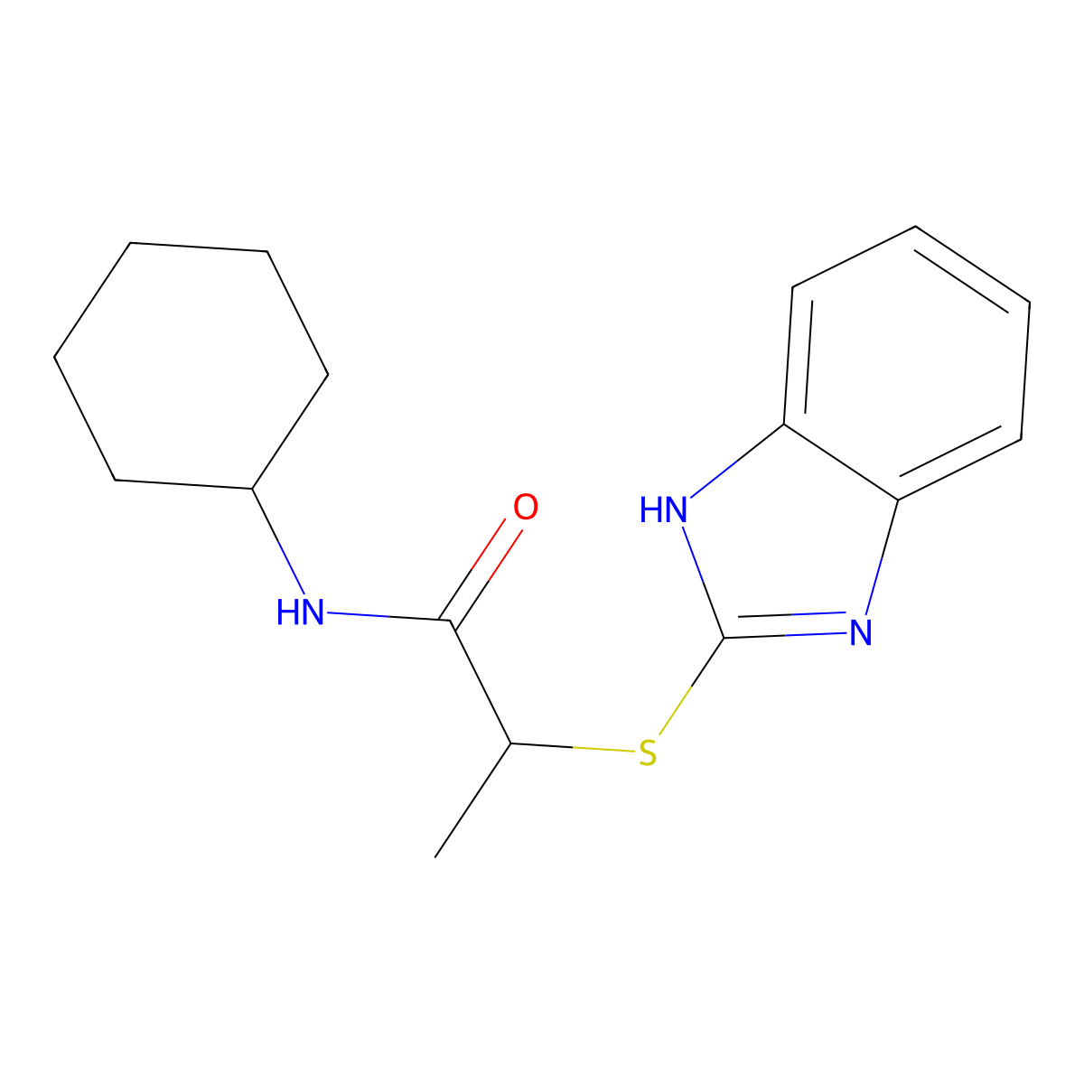 2-(1H-benzimidazol-2-ylsulfanyl)-N-cyclohexylpropanamide molecular structure, CAS 850090-85-6