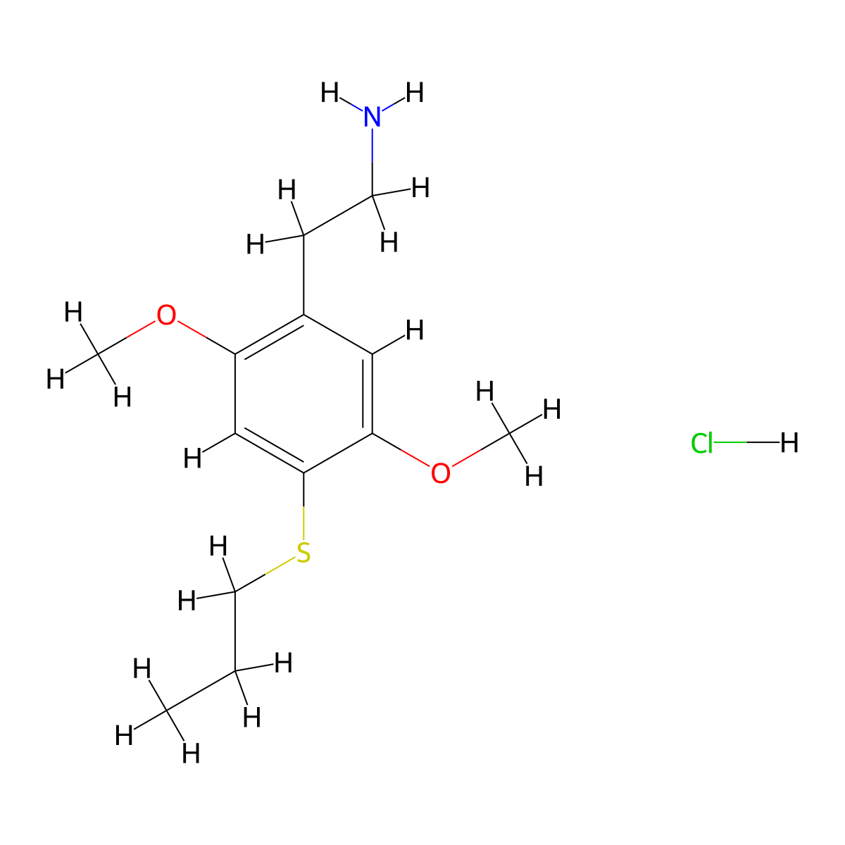 2,5-Dimethoxy-4-propylthiophenethylamine hydrochloride molecular structure, CAS 850140-15-7