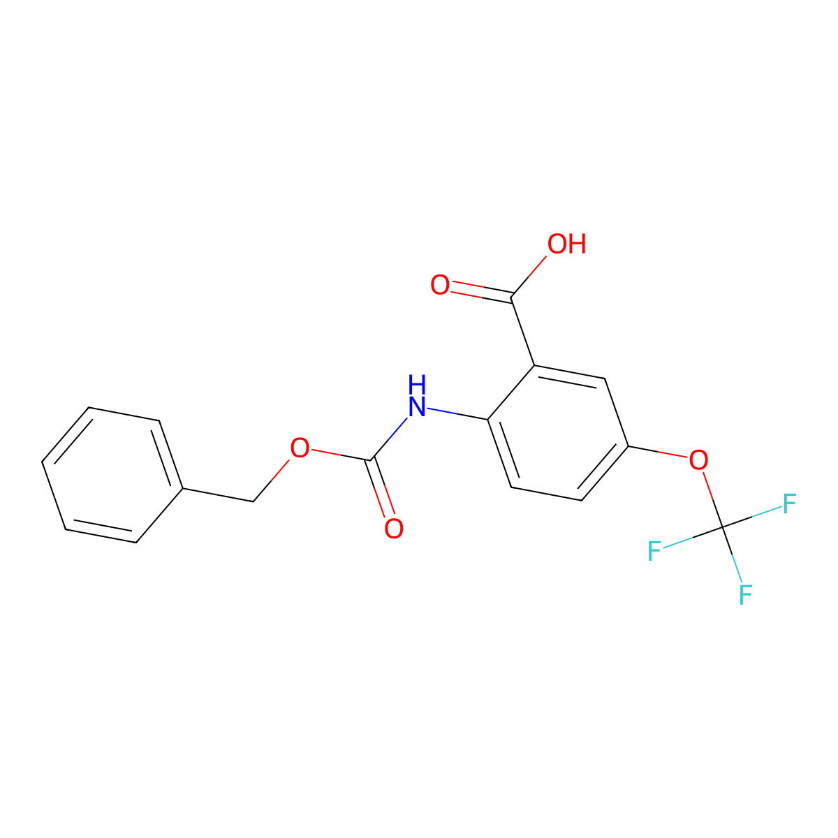 2-Benzyloxycarbonylamino-5-trifluoromethoxybenzoic acid molecular structure, CAS 850140-76-0