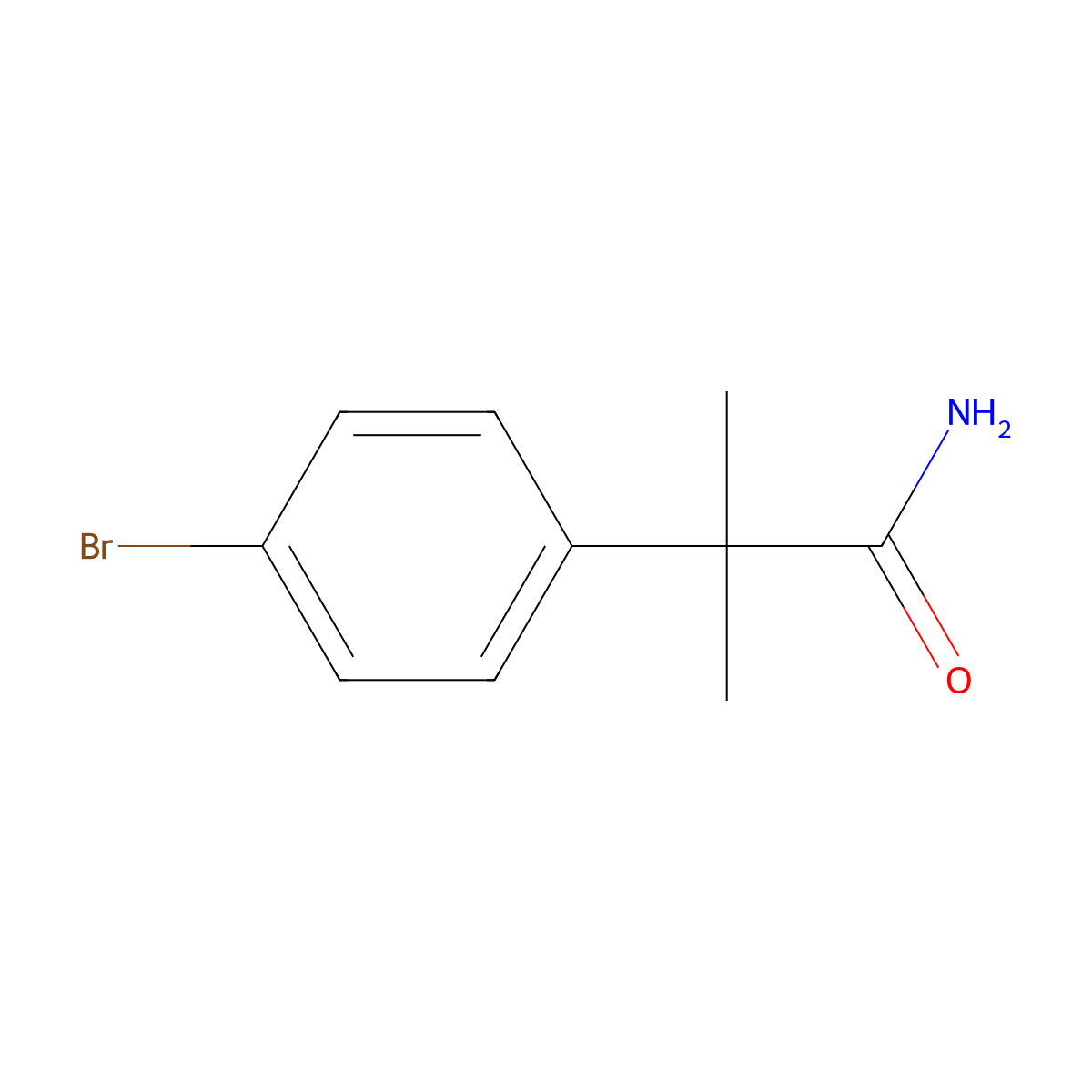 2-(4-Bromophenyl)-2-methylpropanamide molecular structure, CAS 850144-81-9