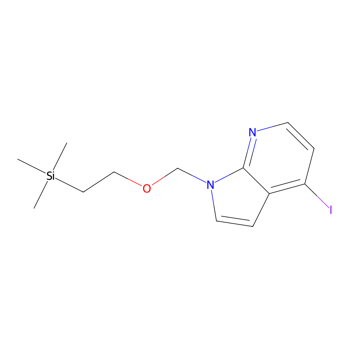 1H-Pyrrolo[2,3-b]pyridine, 4-iodo-1-[[2-(trimethylsilyl)ethoxy]methyl]- molecular structure, CAS 850144-85-3