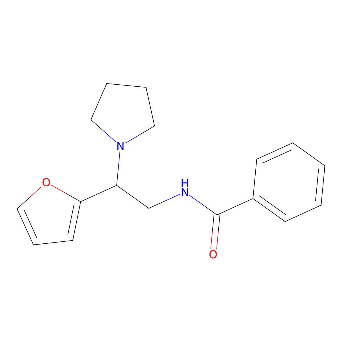 N-[2-(furan-2-yl)-2-(pyrrolidin-1-yl)ethyl]benzamide molecular structure, CAS 850150-91-3