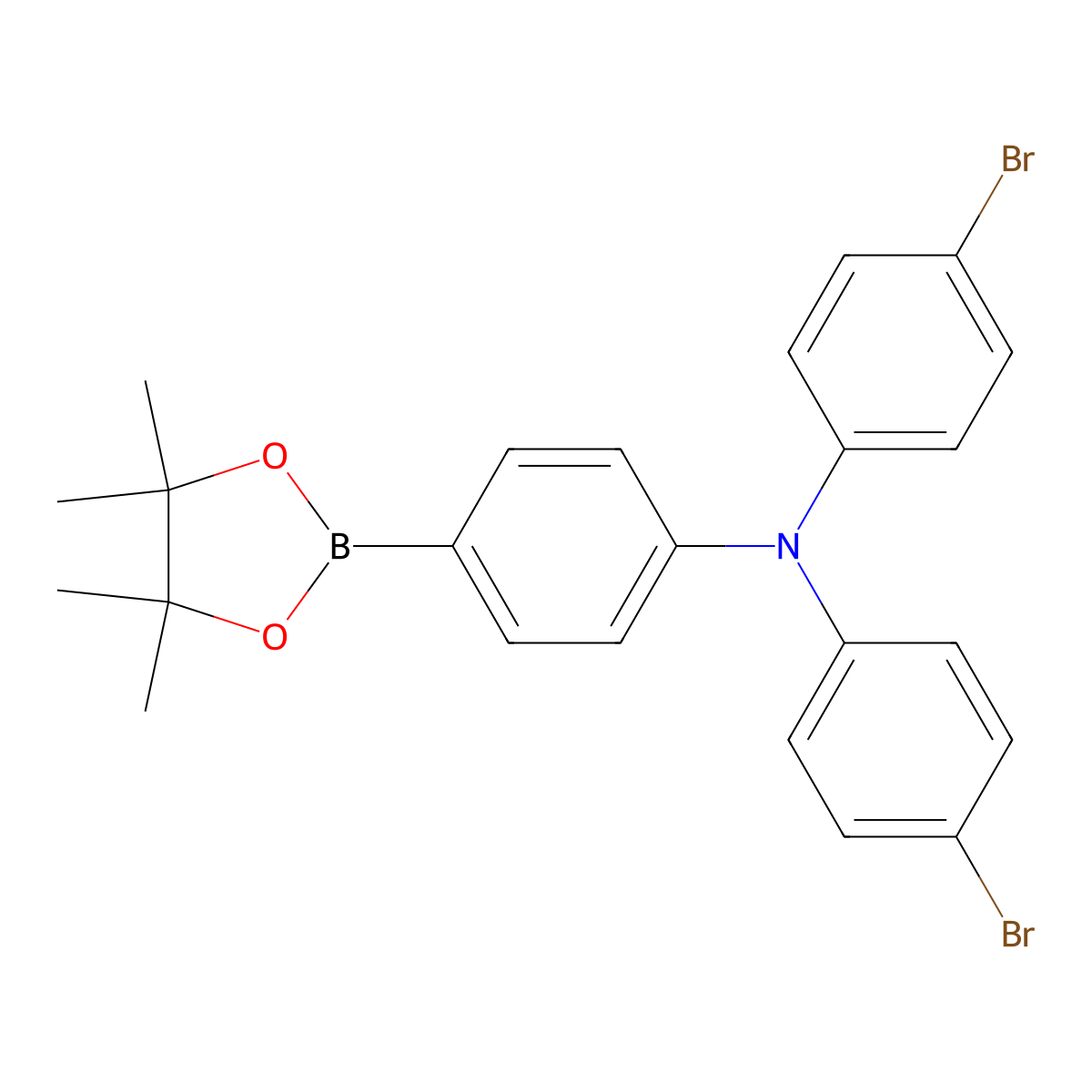 N,N-Bis(4-bromophenyl)-4-(4,4,5,5-tetramethyl-1,3,2-dioxaborolan-2-yl)aniline molecular structure, CAS 850153-24-1