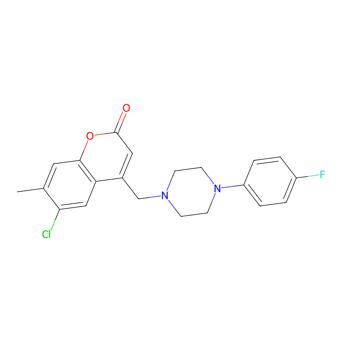6-chloro-4-((4-(4-fluorophenyl)piperazin-1-yl)methyl)-7-methyl-2H-chromen-2-one molecular structure, CAS 850156-51-3