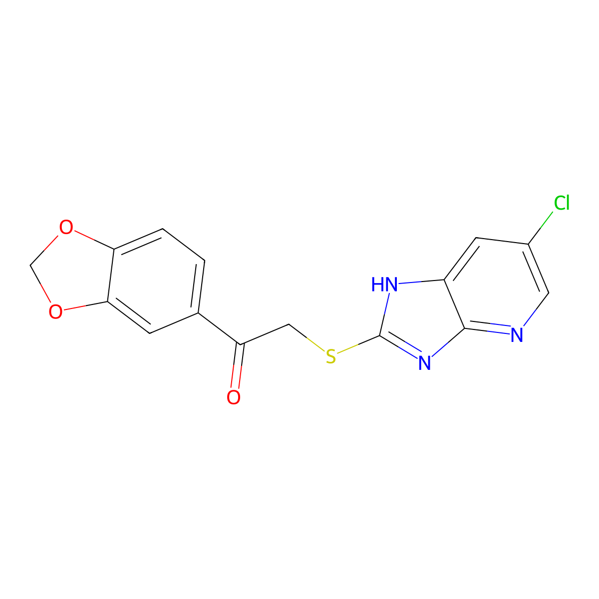 1-(1,3-benzodioxol-5-yl)-2-[(6-chloro-1H-imidazo[4,5-b]pyridin-2-yl)sulfanyl]ethanone molecular structure, CAS 850156-78-4