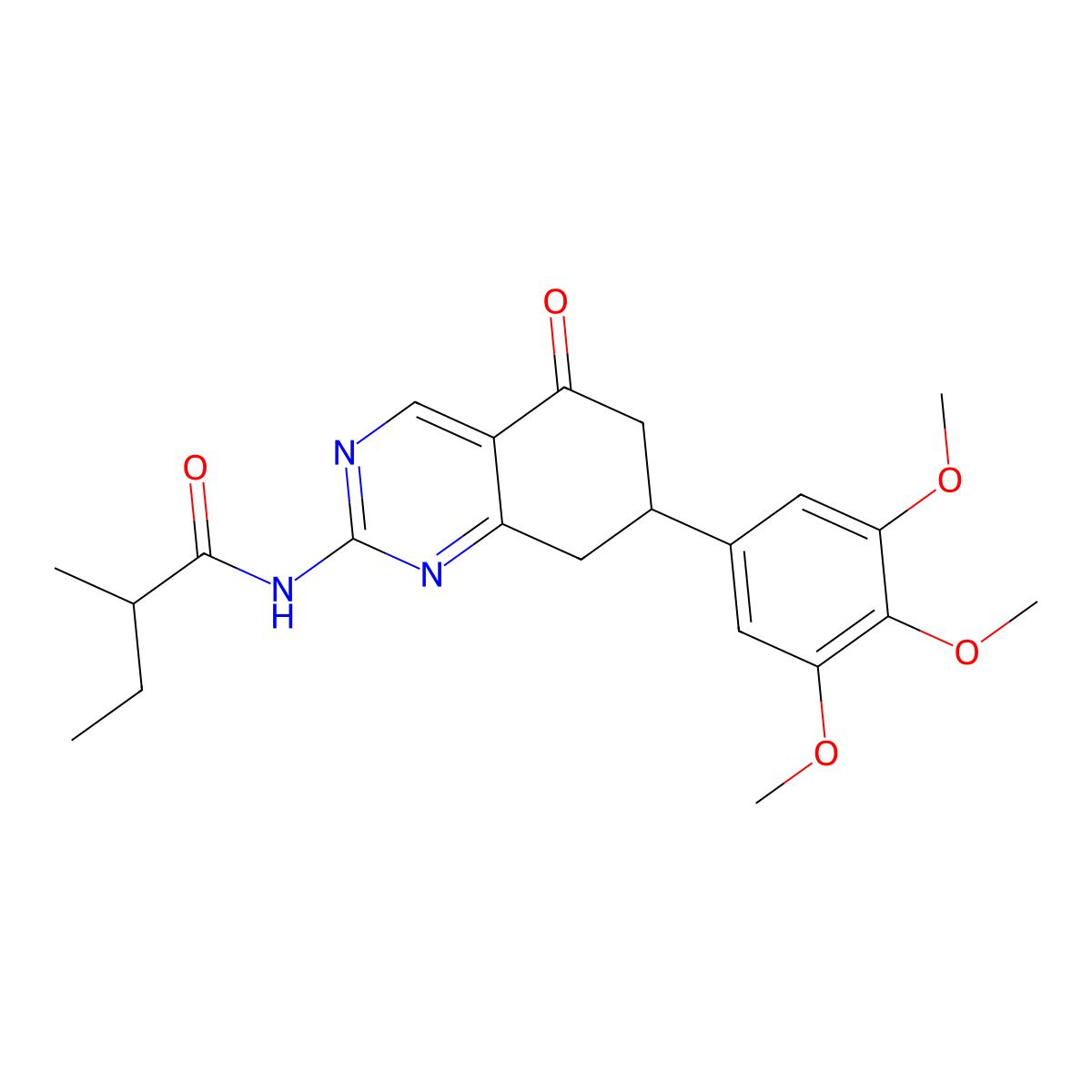 2-methyl-N-[5-oxo-7-(3,4,5-trimethoxyphenyl)-5,6,7,8-tetrahydroquinazolin-2-yl]butanamide molecular structure, CAS 850156-86-4