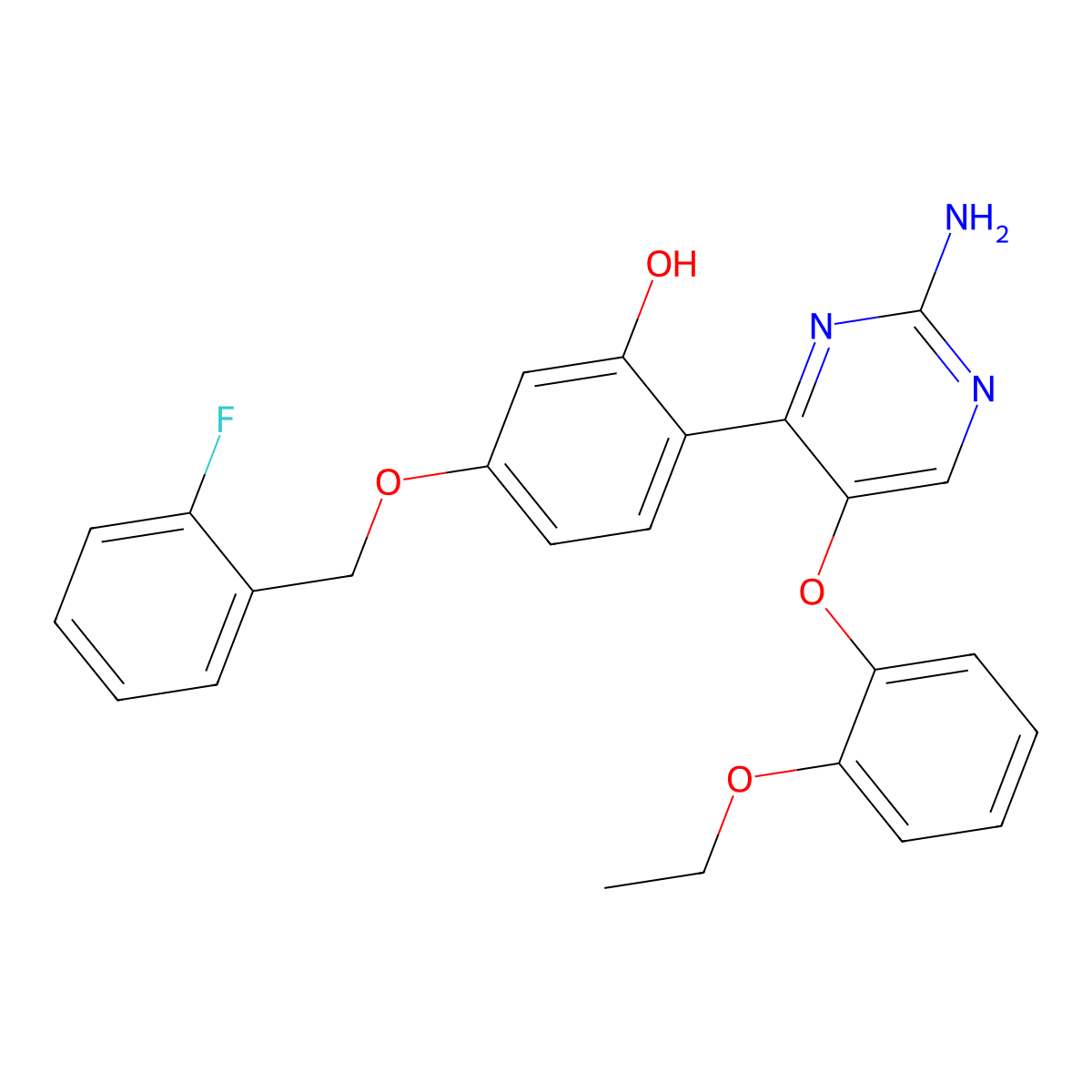 2-[2-Amino-5-(2-ethoxyphenoxy)pyrimidin-4-YL]-5-[(2-fluorophenyl)methoxy]phenol molecular structure, CAS 850157-14-1