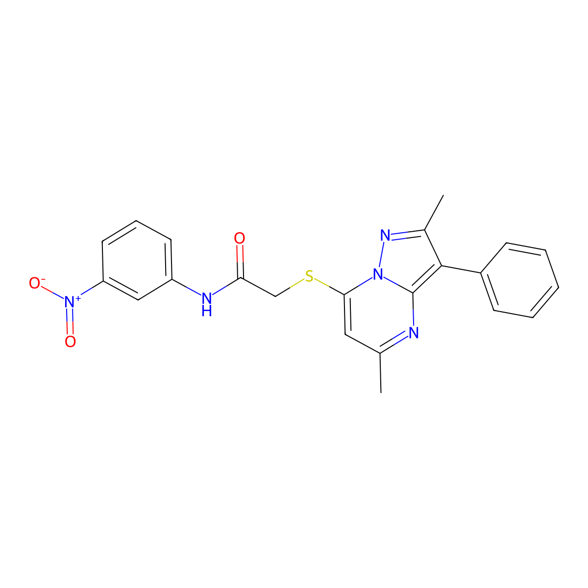 2-((2,5-dimethyl-3-phenylpyrazolo[1,5-a]pyrimidin-7-yl)thio)-N-(3-nitrophenyl)acetamide molecular structure, CAS 850157-31-2