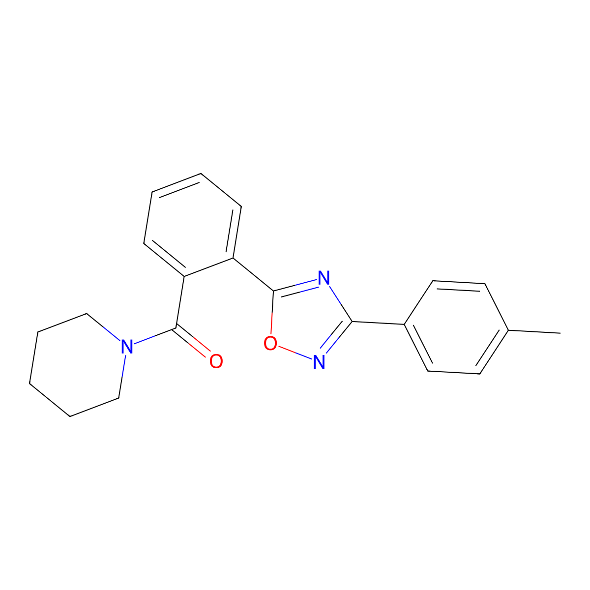 [2-[3-(4-Methylphenyl)-1,2,4-oxadiazol-5-yl]phenyl]-piperidin-1-ylmethanone molecular structure, CAS 850157-45-8