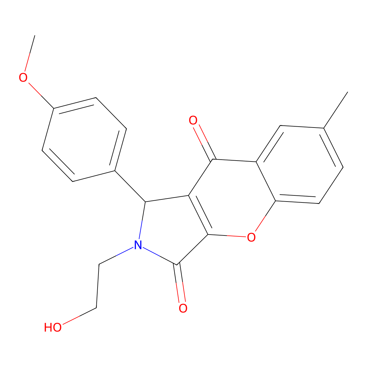 2-(2-Hydroxyethyl)-1-(4-methoxyphenyl)-7-methyl-1,2-dihydrochromeno[2,3-c]pyrrole-3,9-dione molecular structure, CAS 850157-64-1