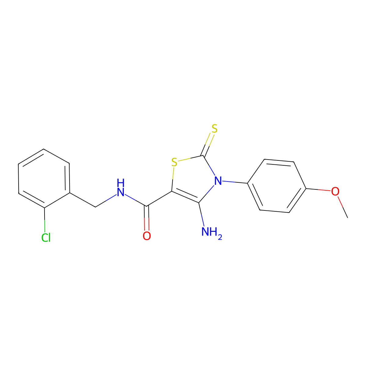 4-amino-N-(2-chlorobenzyl)-3-(4-methoxyphenyl)-2-thioxo-2,3-dihydro-1,3-thiazole-5-carboxamide molecular structure, CAS 850157-69-6